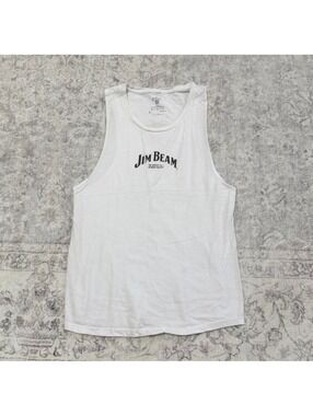 Jim Beam White Tank Top Sleeveless Shirt Size Large